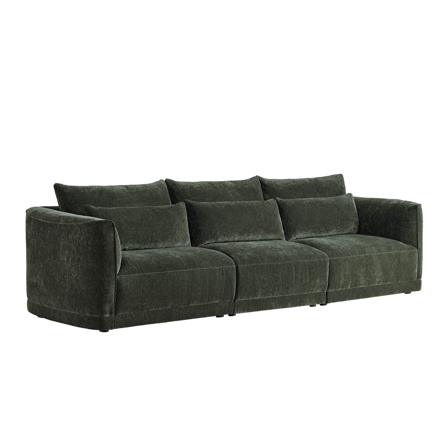 Modular Curved Sofa in Chenille with Down-Filled Cushions