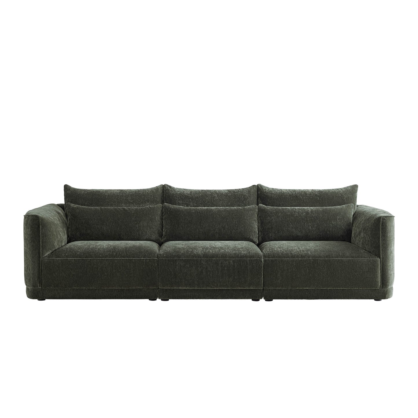 Modular Curved Sofa in Chenille with Down-Filled Cushions