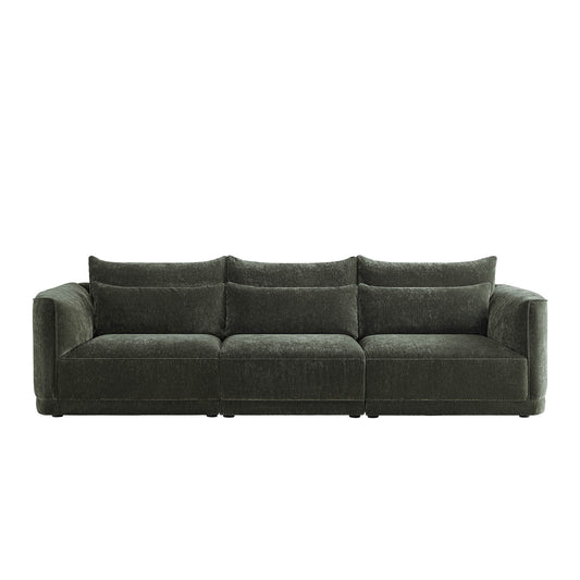 Modular Curved Sofa in Chenille with Down-Filled Cushions