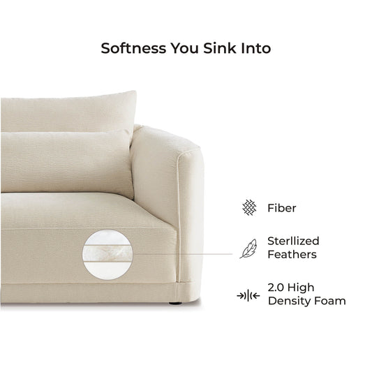 Modular Curved Sofa in Chenille with Down-Filled Cushions