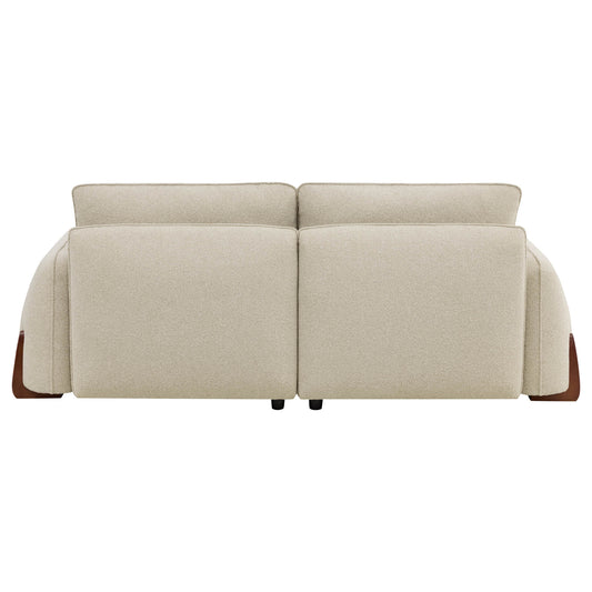 Modular Curved Sofa in Fabric with Wooden Legs