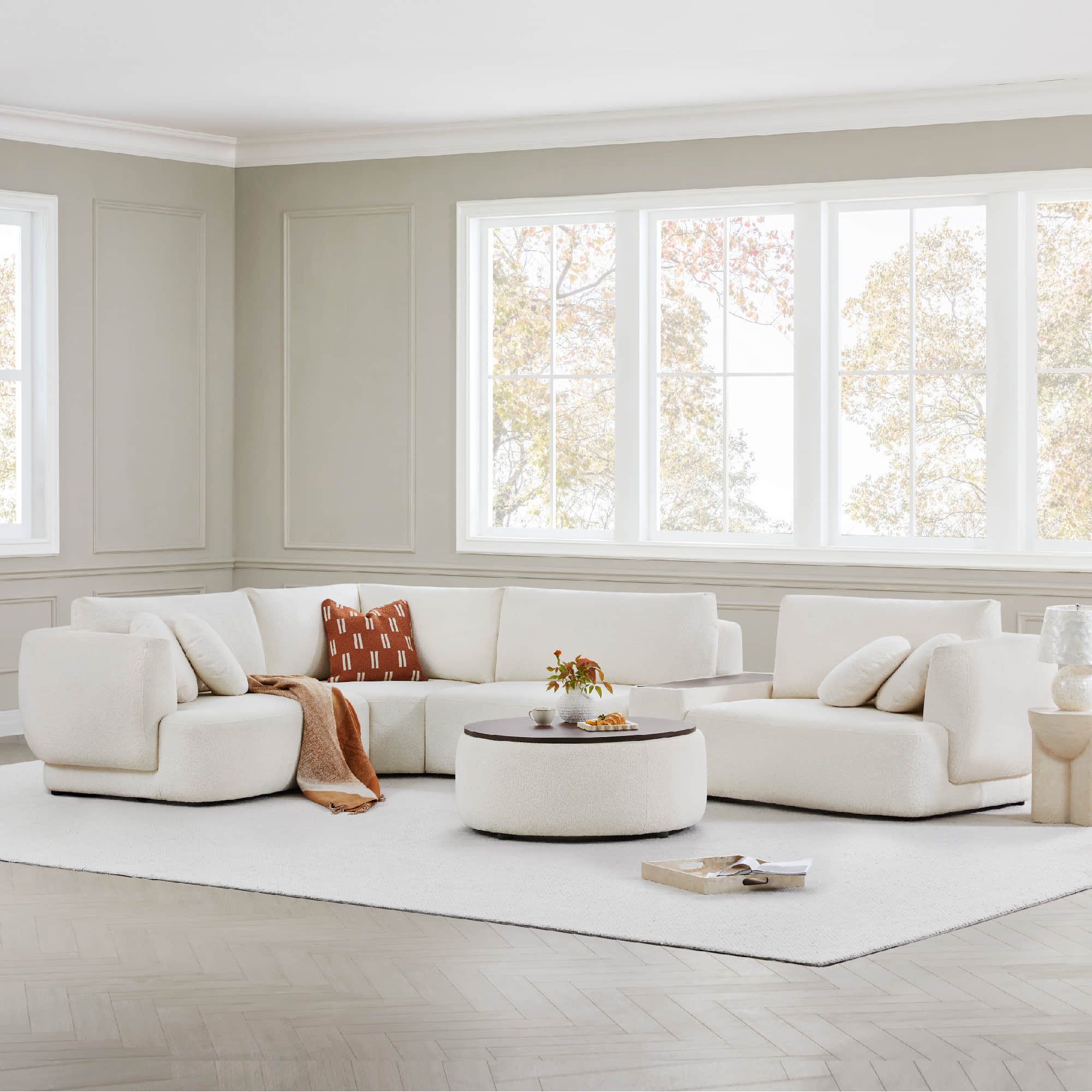 Modular Curved Sofa in Grace Fabric - 4-Seater Design