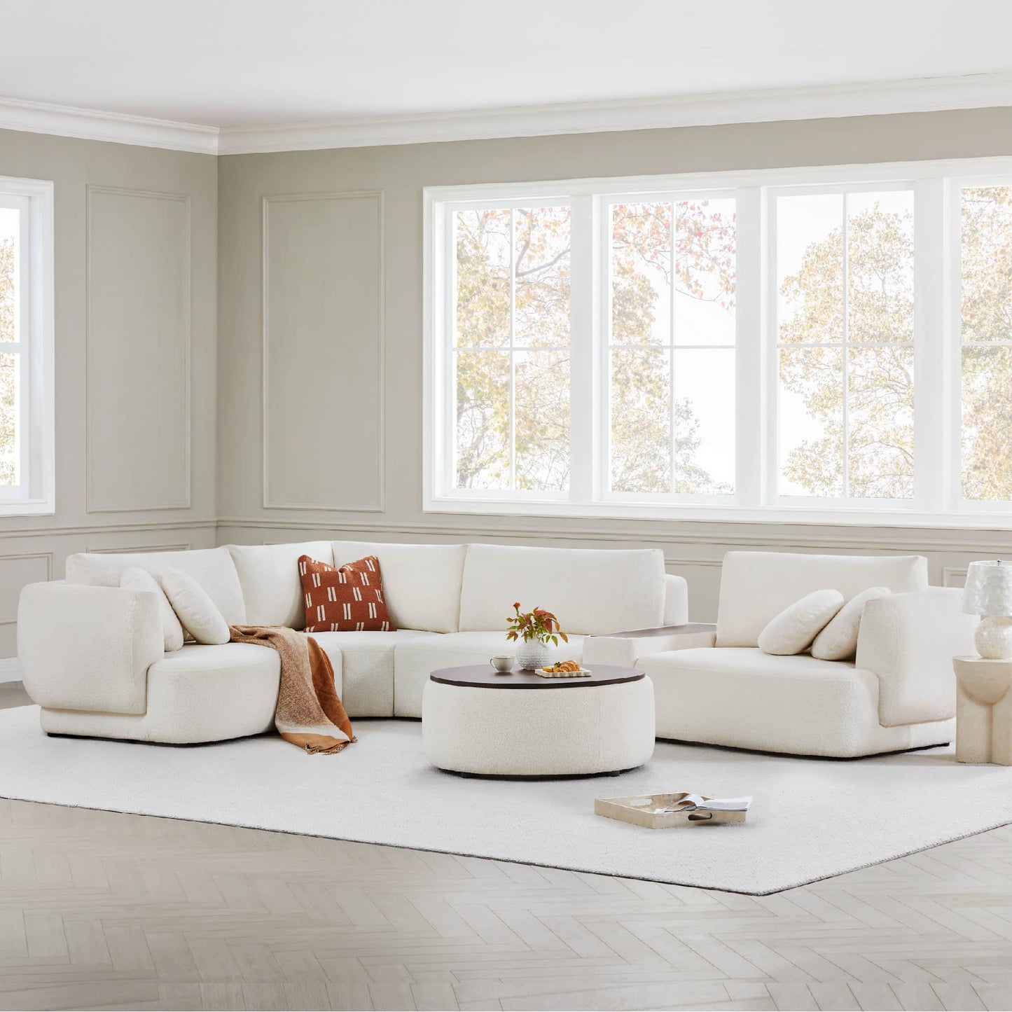Modular Curved Sofa in Grace Fabric - 4-Seater Design