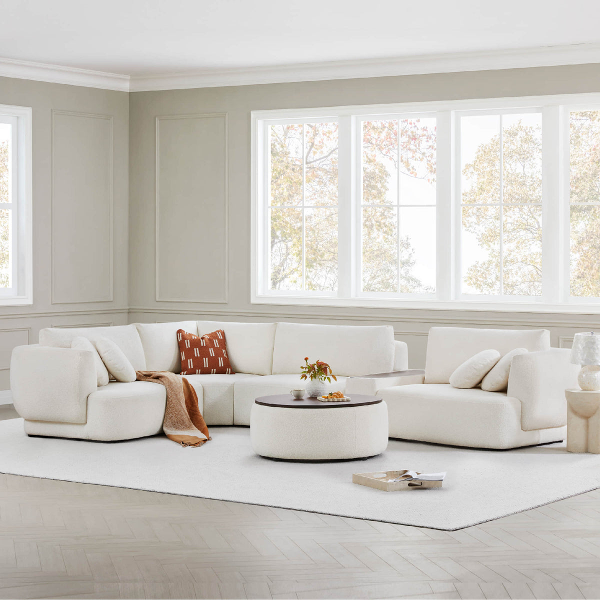 Modular Curved Sofa in Grace Fabric - 4-Seater Design