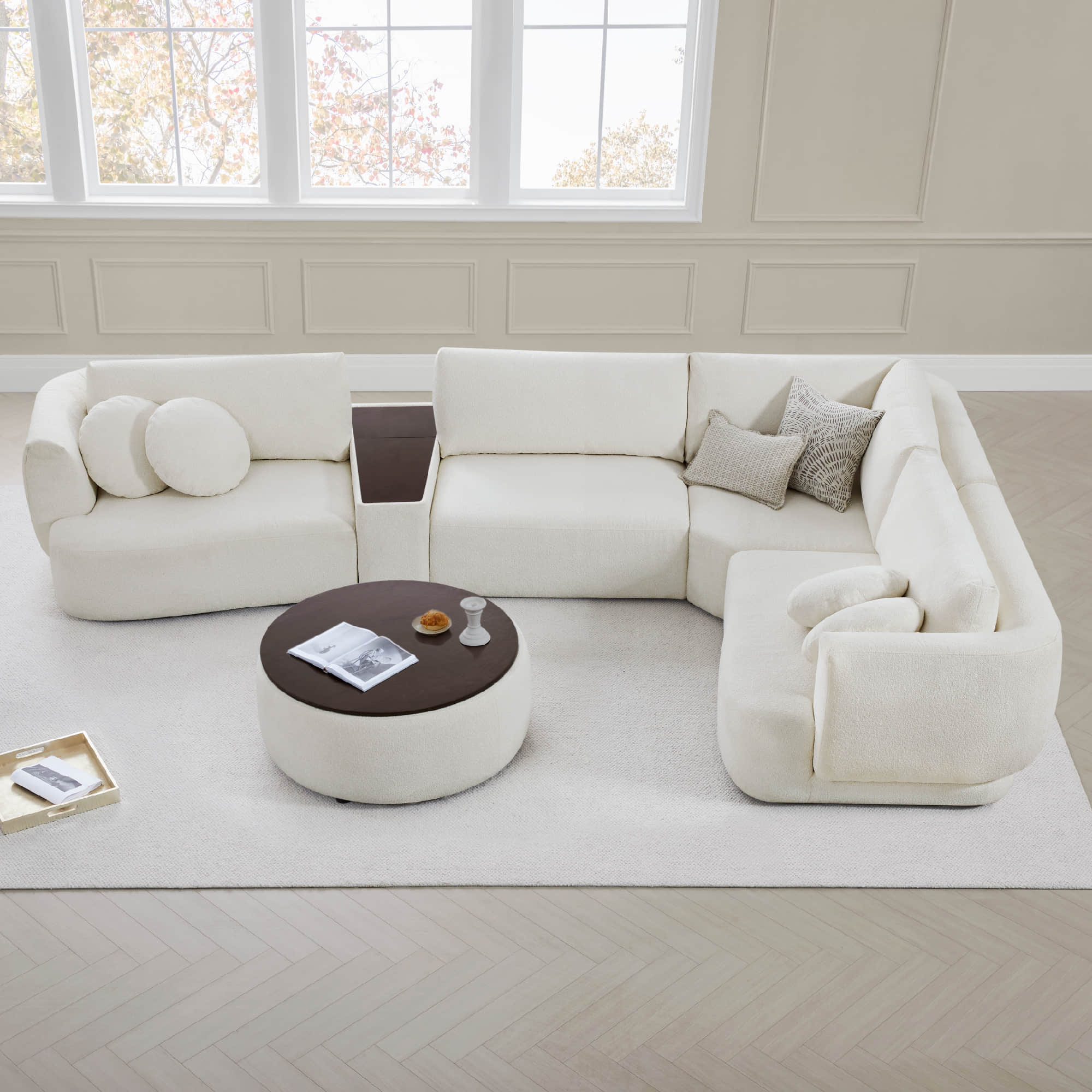 Modular Curved Sofa in Grace Fabric - 4-Seater Design