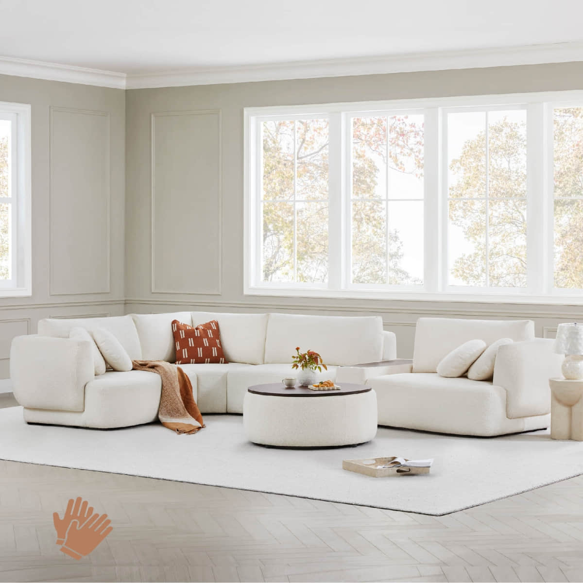 Modular Curved Sofa in Grace Fabric - 4-Seater Design
