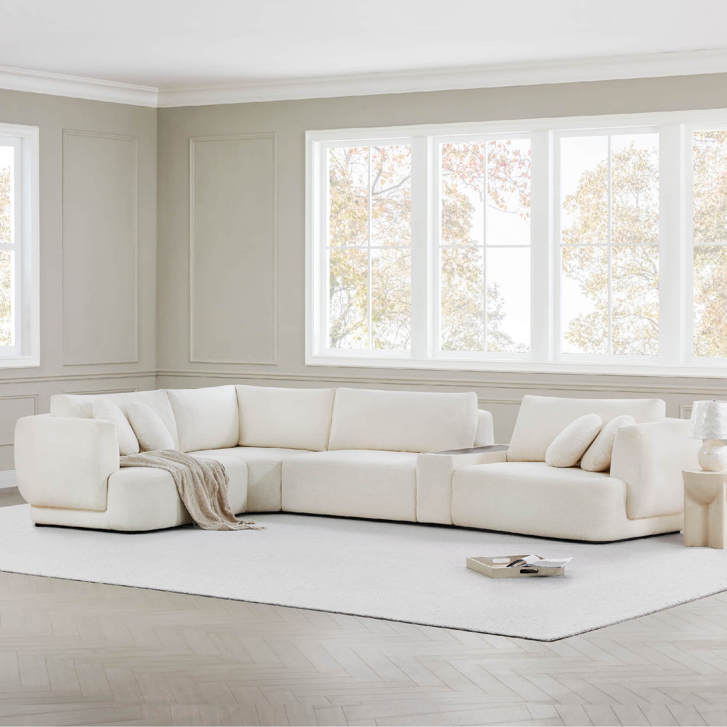 Modular Curved Sofa in Grace Fabric - 4-Seater Design
