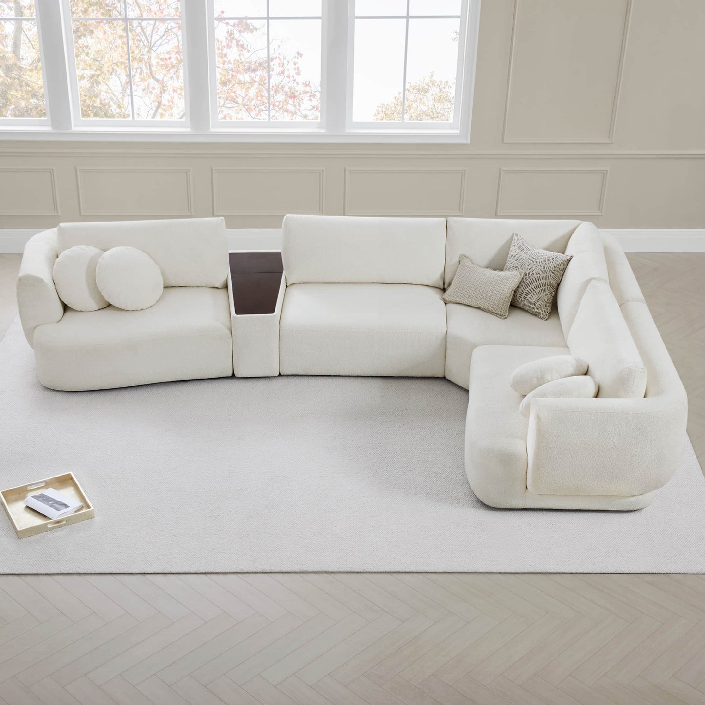 Modular Curved Sofa in Grace Fabric - 4-Seater Design