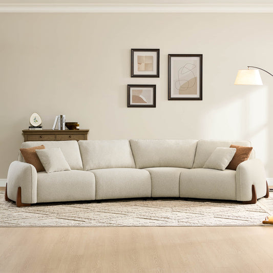 Modular Curved Sofa in Teleri Fabric with Wood Legs