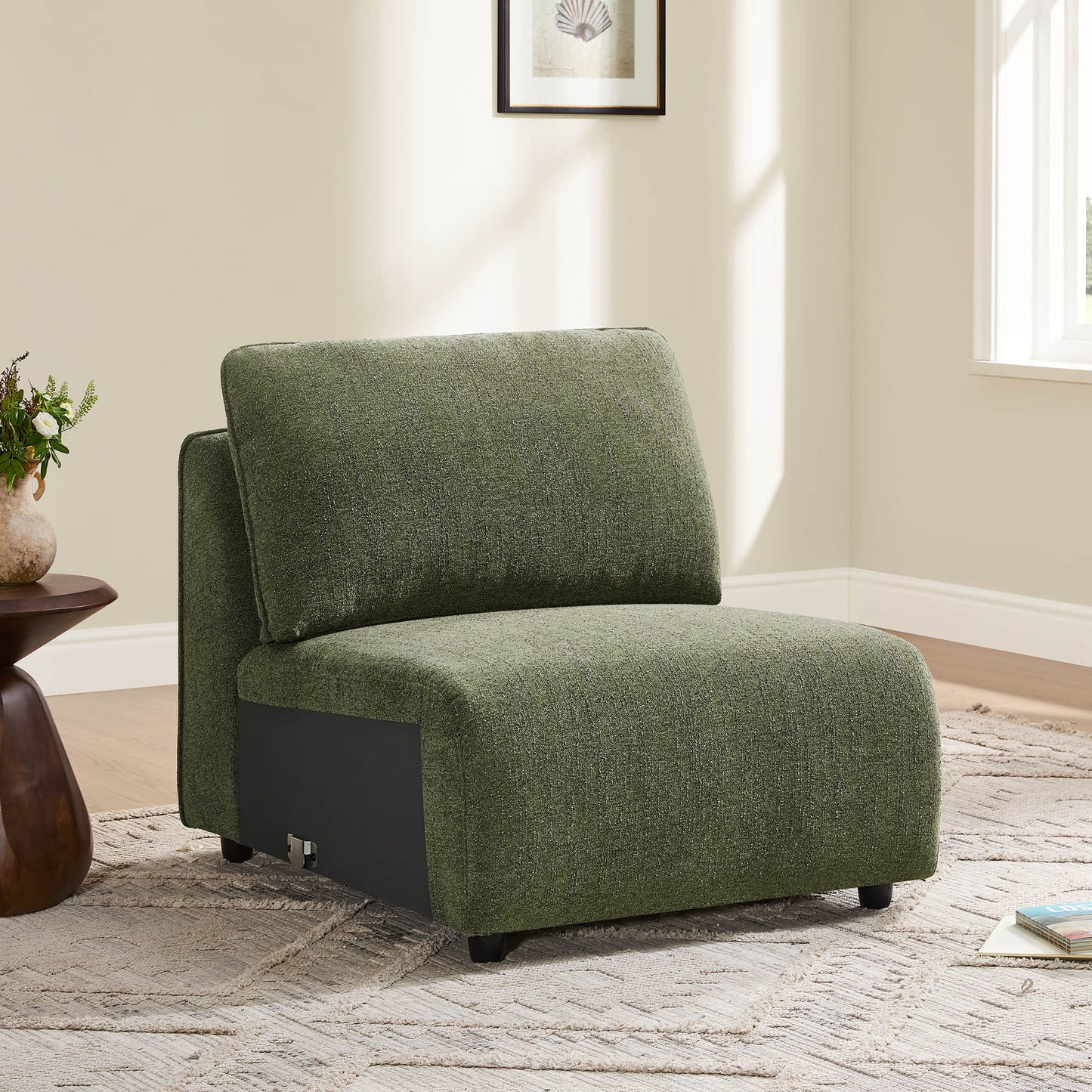 Modular Curved Sofa in Teleri Fabric with Wooden Legs