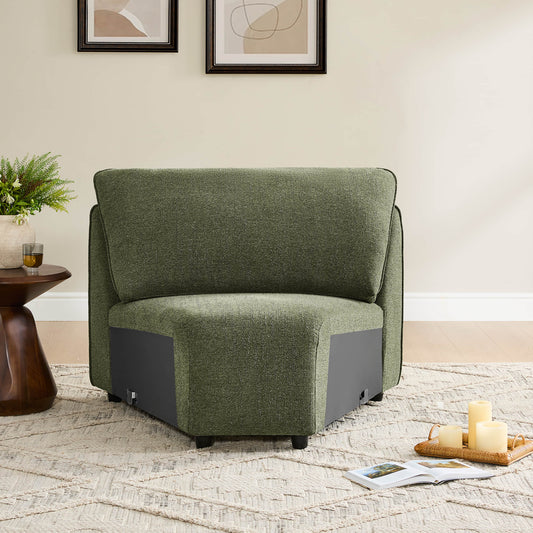 Modular Curved Sofa in Teleri Fabric with Wooden Legs