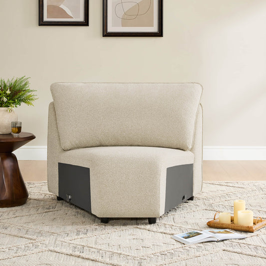 Modular Curved Sofa in Teleri Fabric with Wooden Legs