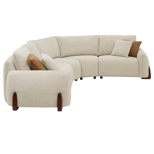 Modular Curved Sofa in Teleri Fabric with Wooden Legs