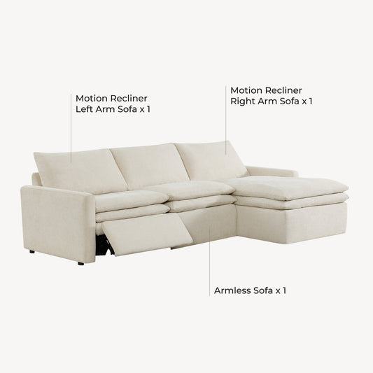 Modular Lay-Flat Reclining Sofa with Chaise in Dark Grey