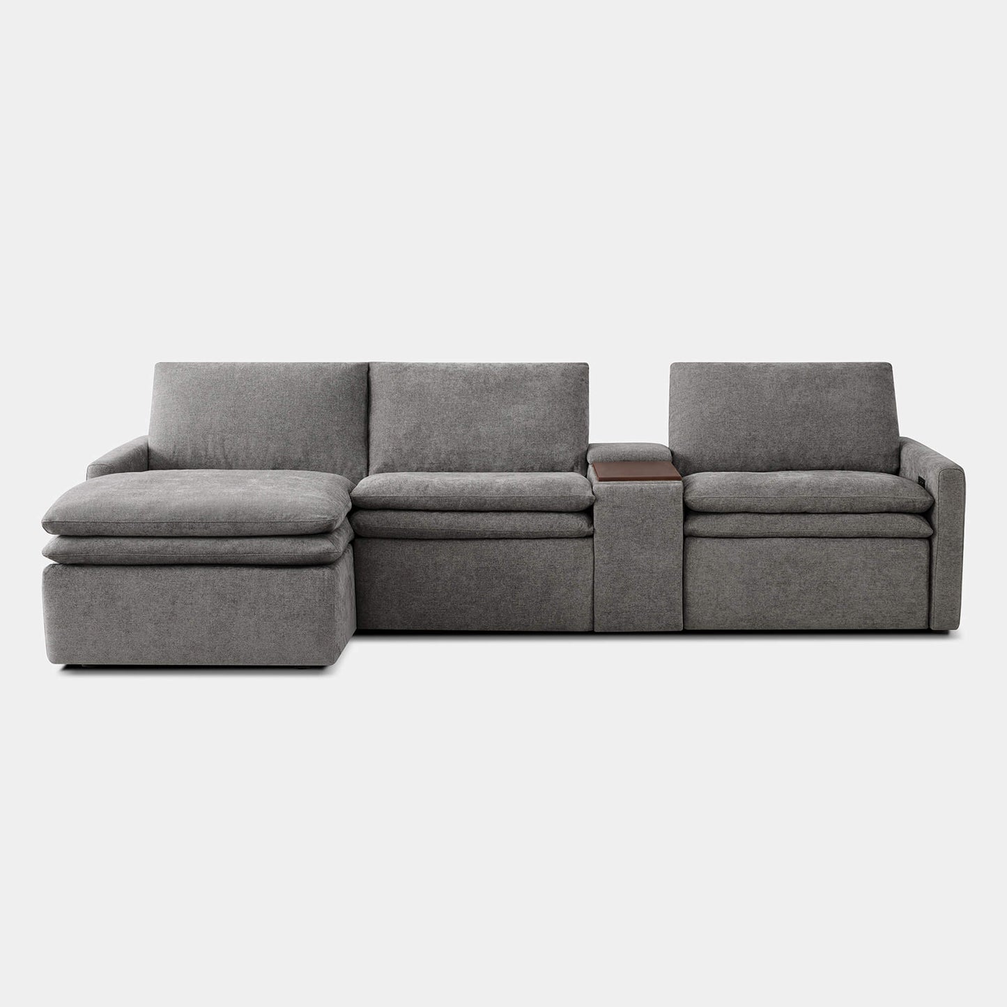 Modular Lay-Flat Reclining Sofa with Chaise in Dark Grey