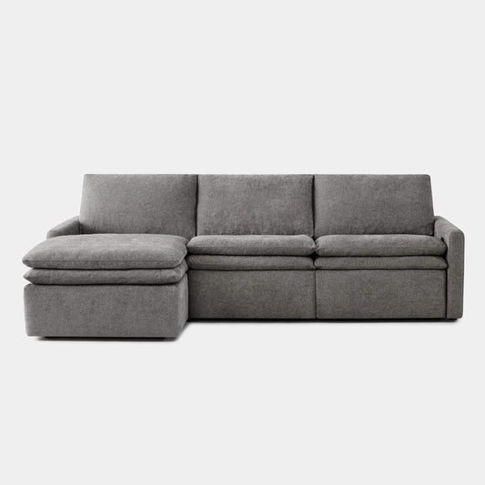 Modular Lay-Flat Reclining Sofa with Chaise in Dark Grey