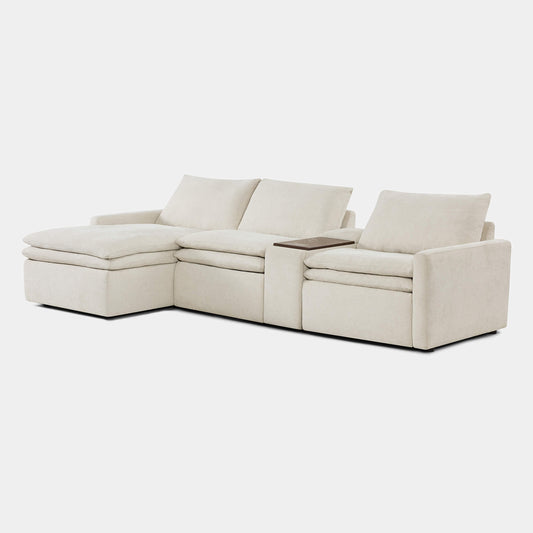 Modular Lay-Flat Reclining Sofa with Chaise in Dark Grey