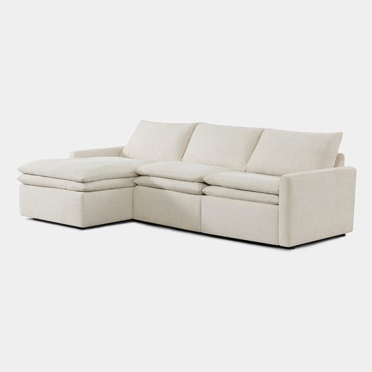 Modular Lay-Flat Reclining Sofa with Chaise in Dark Grey