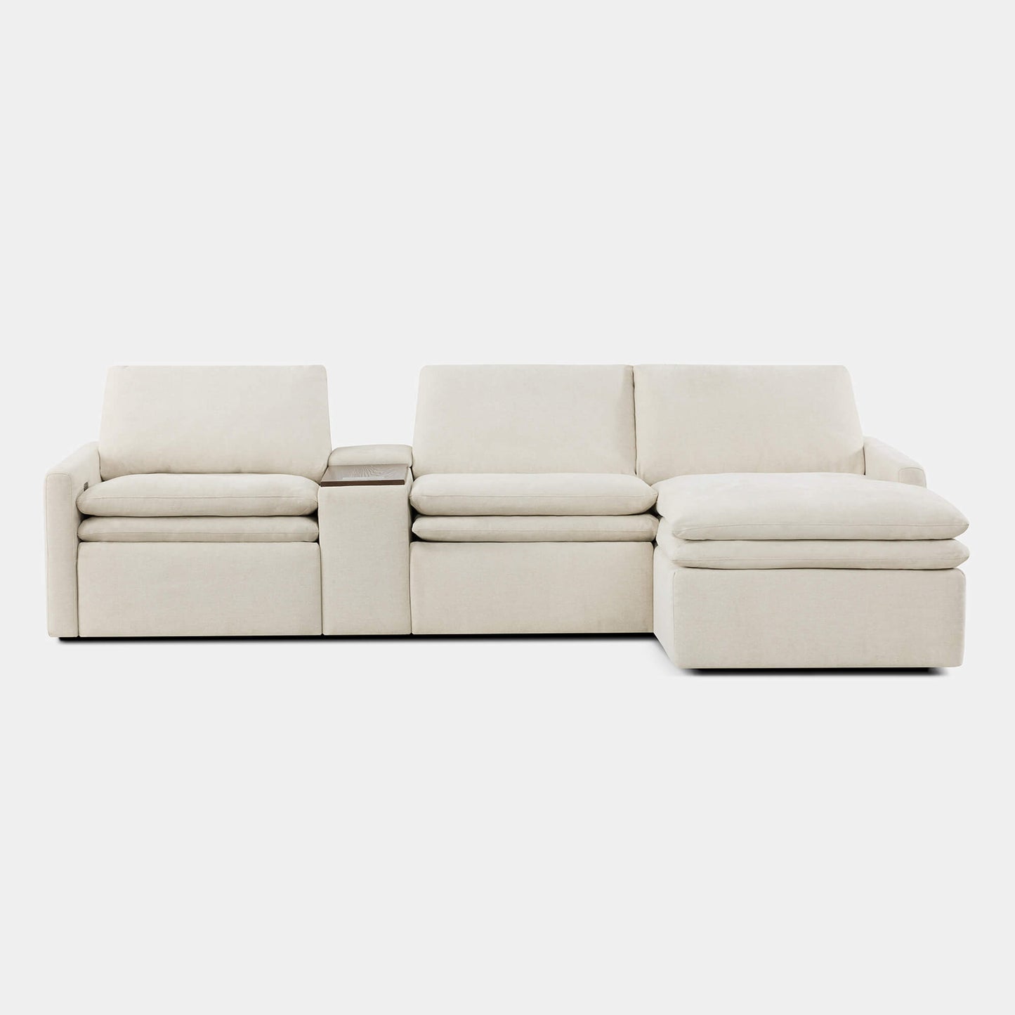 Modular Lay-Flat Reclining Sofa with Chaise in Dark Grey