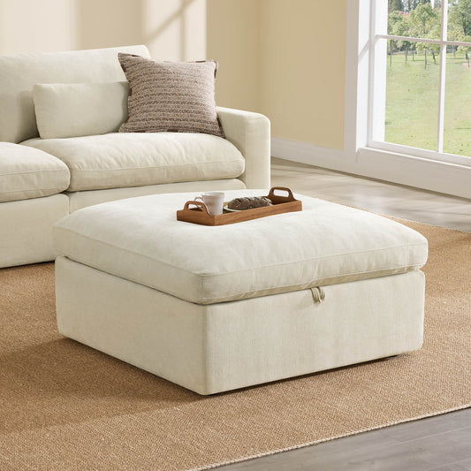 Modular Ottoman in Performance Fabric with Hidden Storage