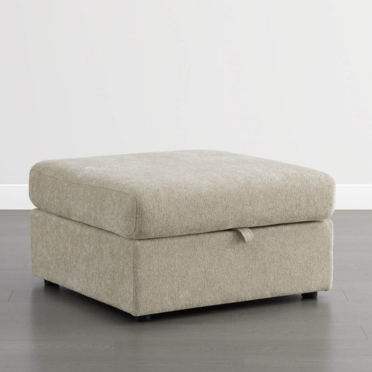 Modular Ottoman with Storage in Soft Fabric