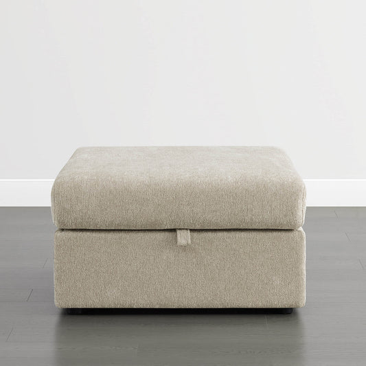 Modular Ottoman with Storage in Soft Fabric