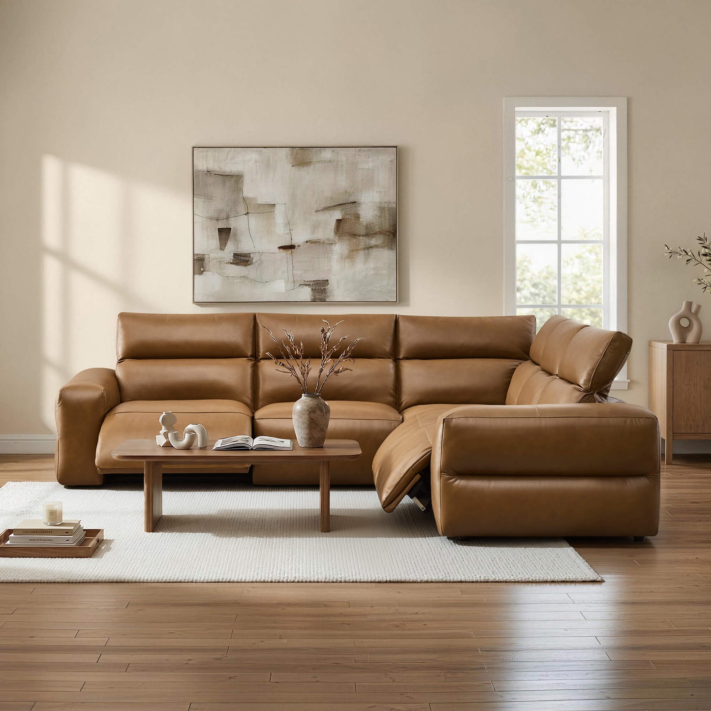Modular Power Reclining Sofa in Buttery-Soft Fabric, 4-Seater