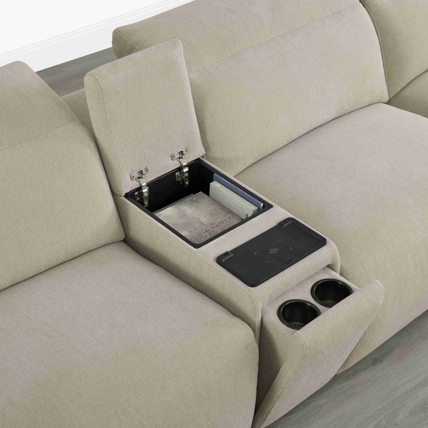 Modular Power Reclining Sofa in Buttery-Soft Fabric, 4-Seater