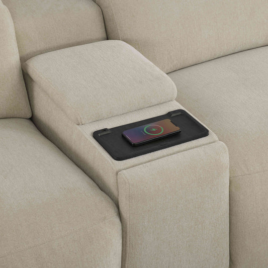 Modular Power Reclining Sofa in Buttery-Soft Fabric, 4-Seater