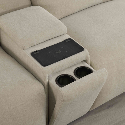 Modular Power Reclining Sofa in Buttery-Soft Fabric, 4-Seater