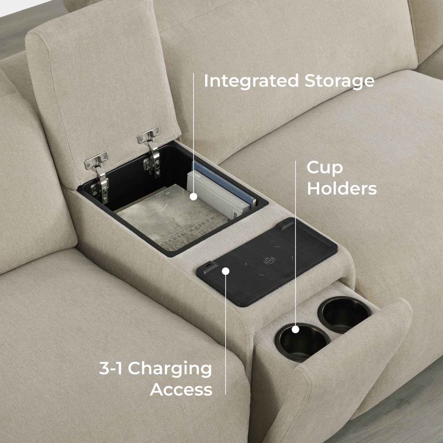 Modular Power Reclining Sofa in Buttery-Soft Fabric, 4-Seater