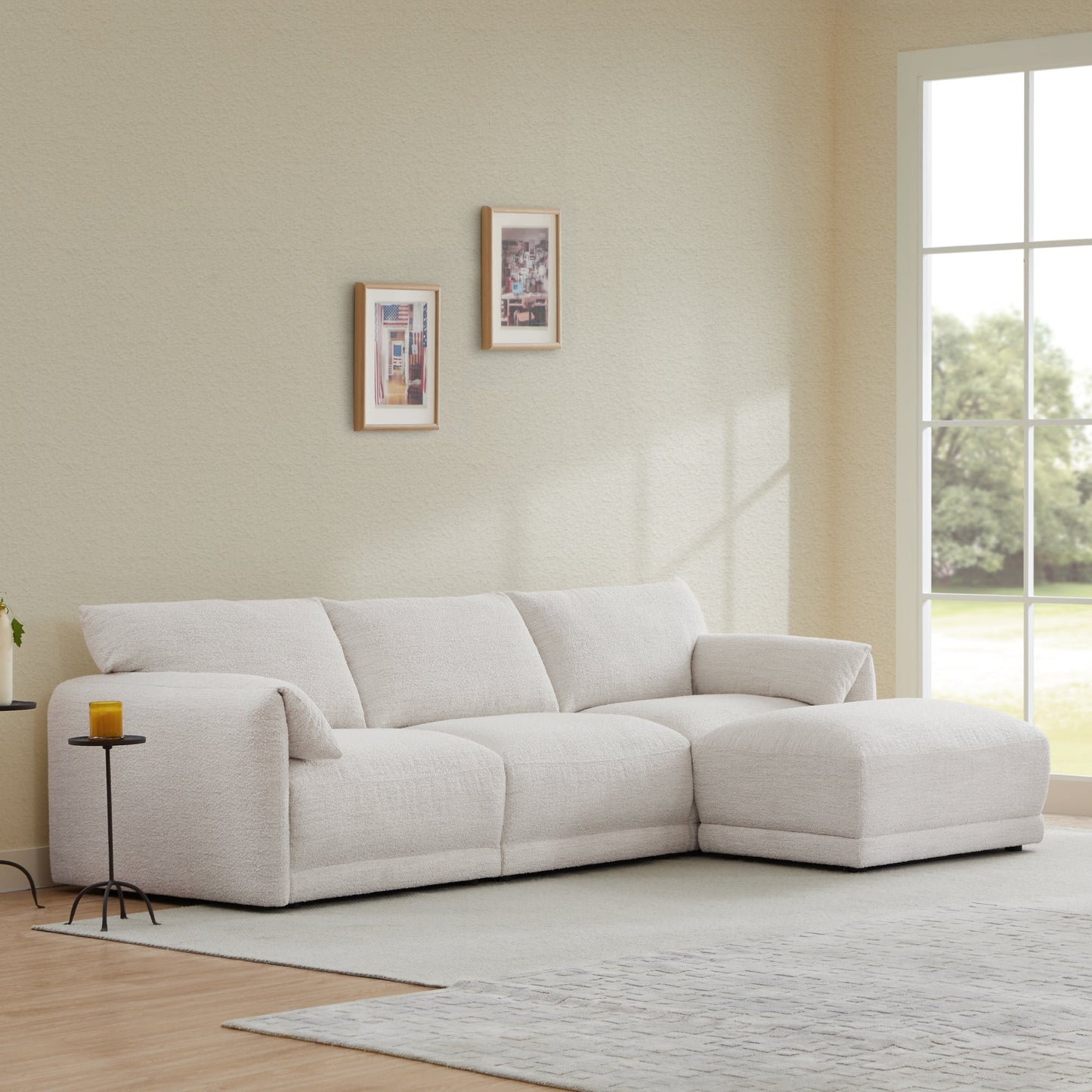 Modular Sectional in Performance Boucle with 4 Pieces