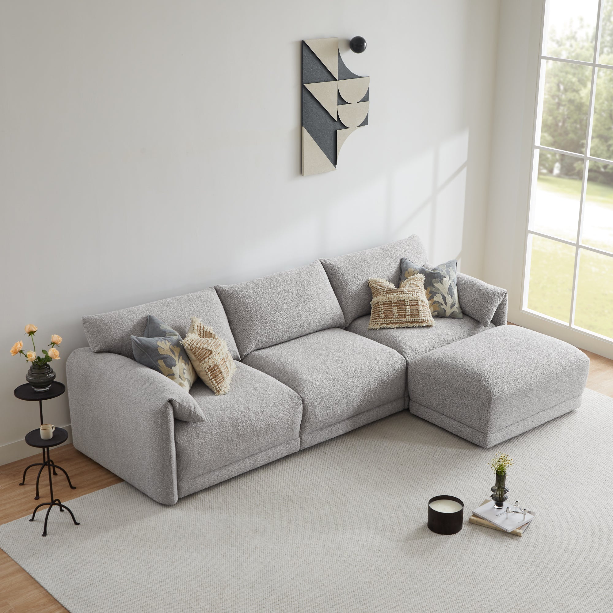 Modular Sectional in Performance Boucle with 4 Pieces