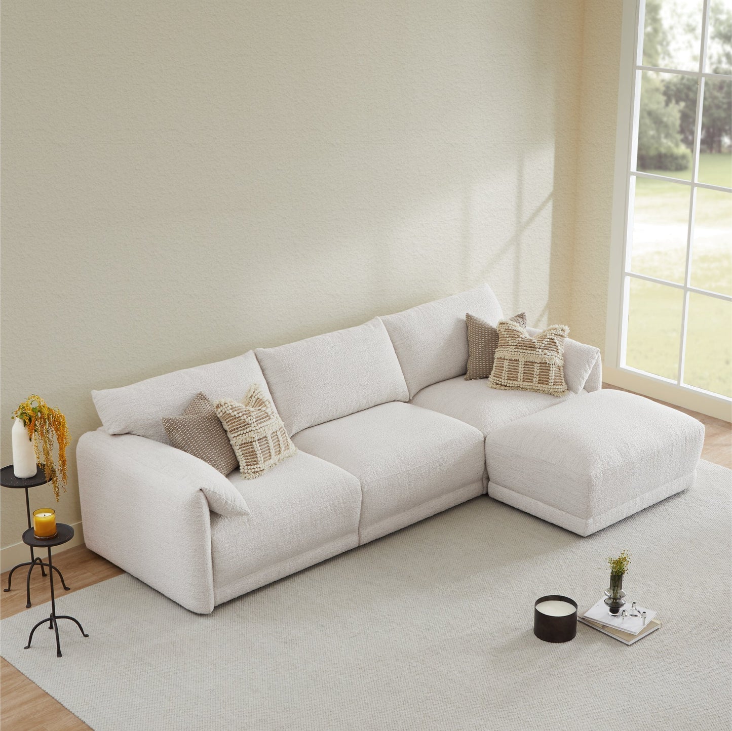 Modular Sectional in Performance Boucle with 4 Pieces