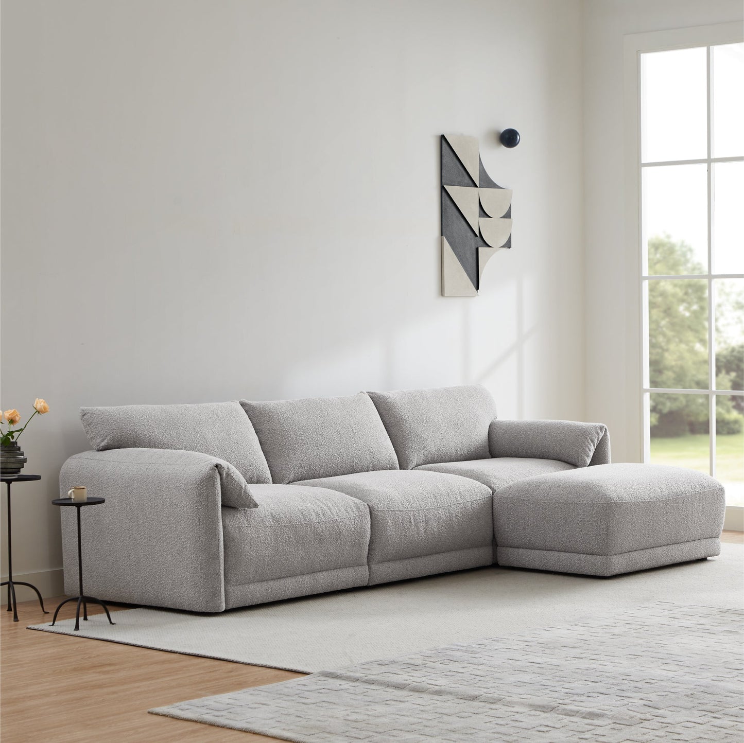 Modular Sectional in Performance Boucle with 4 Pieces