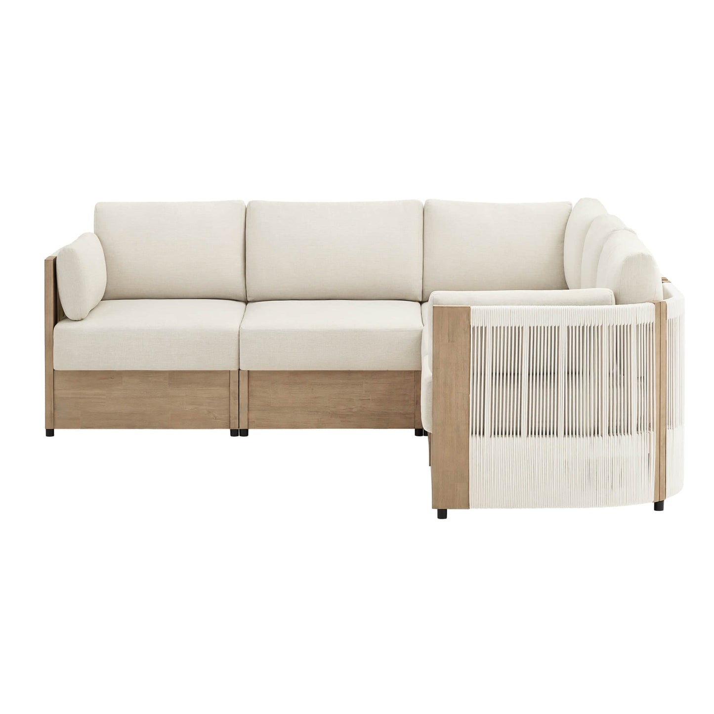 Modular Sectional Set in Acacia Wood with Rope Detailing
