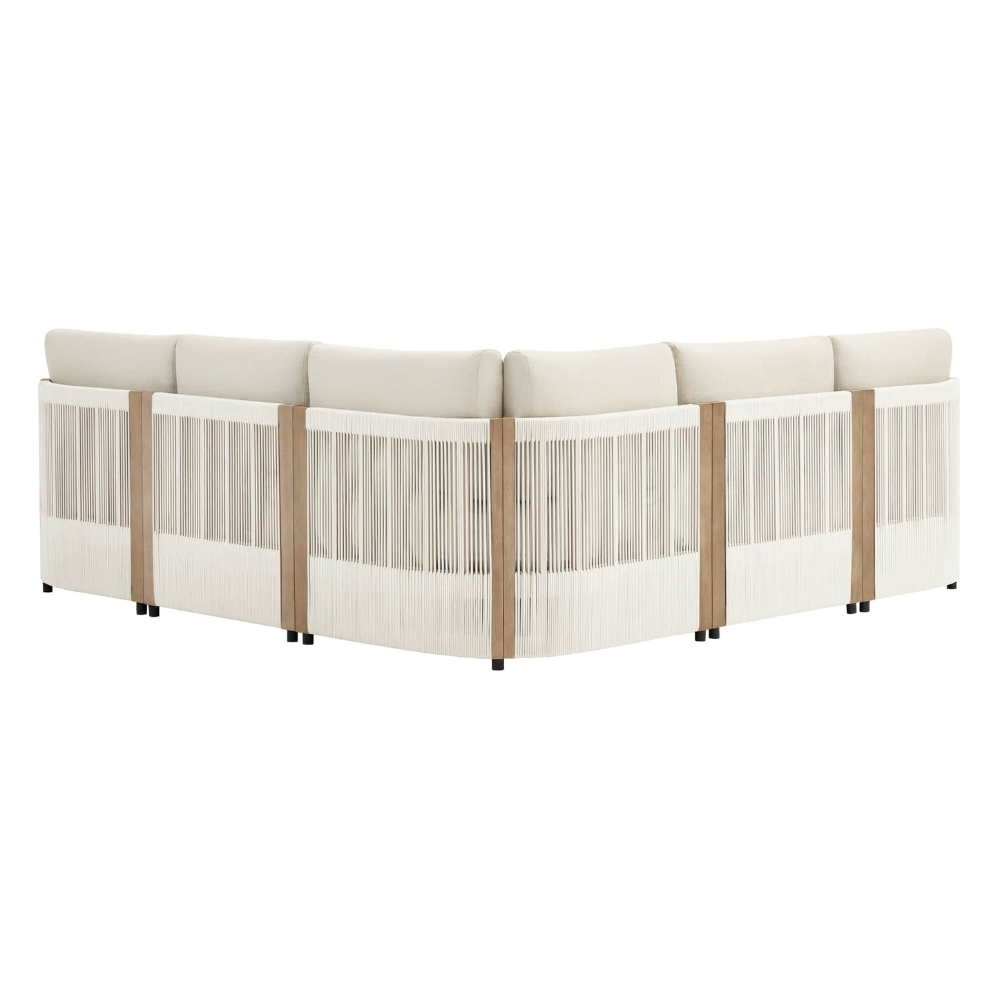 Modular Sectional Set in Acacia Wood with Rope Detailing
