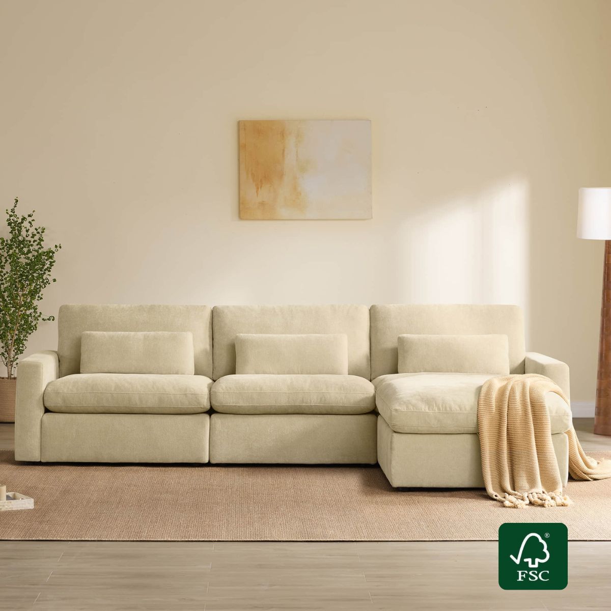 Modular Sectional Sofa in Performance Fabric for 4 Seats