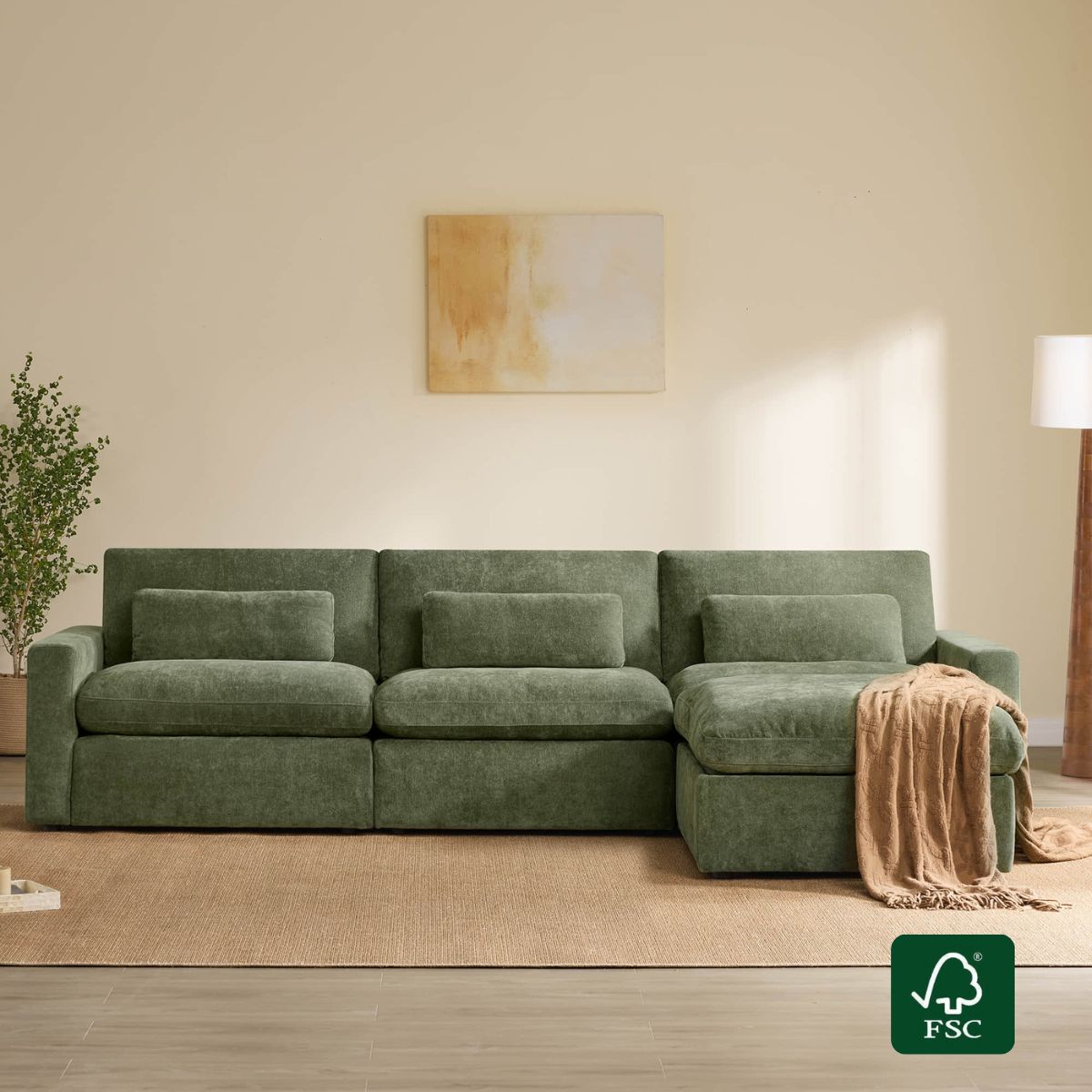 Modular Sectional Sofa in Performance Fabric for 4 Seats