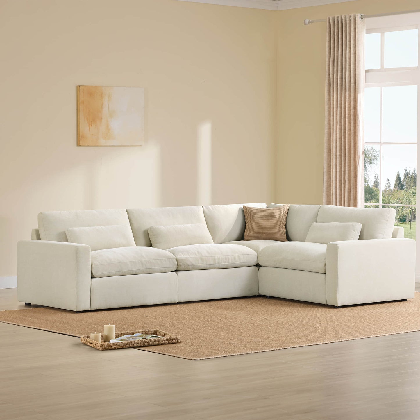 Modular Sectional Sofa in Performance Fabric for 4 Seats