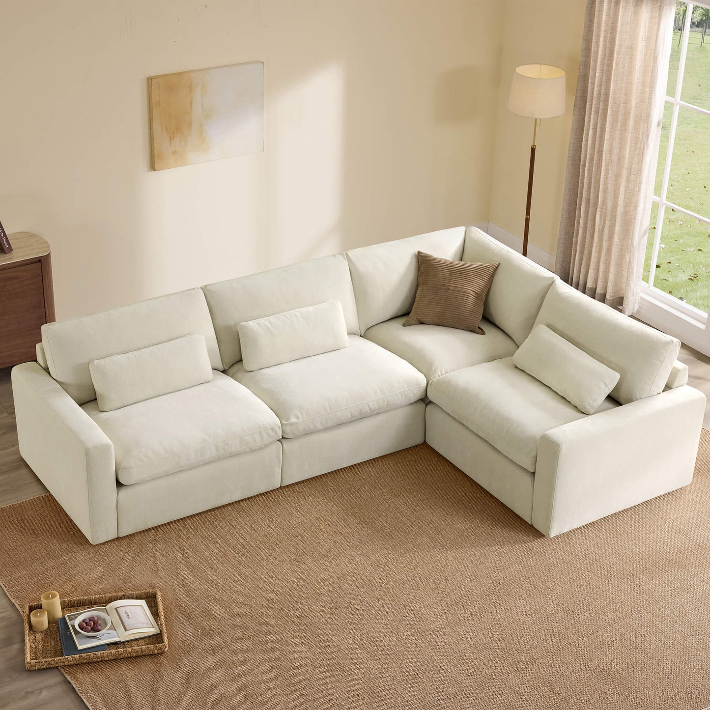 Modular Sectional Sofa in Performance Fabric for 4 Seats