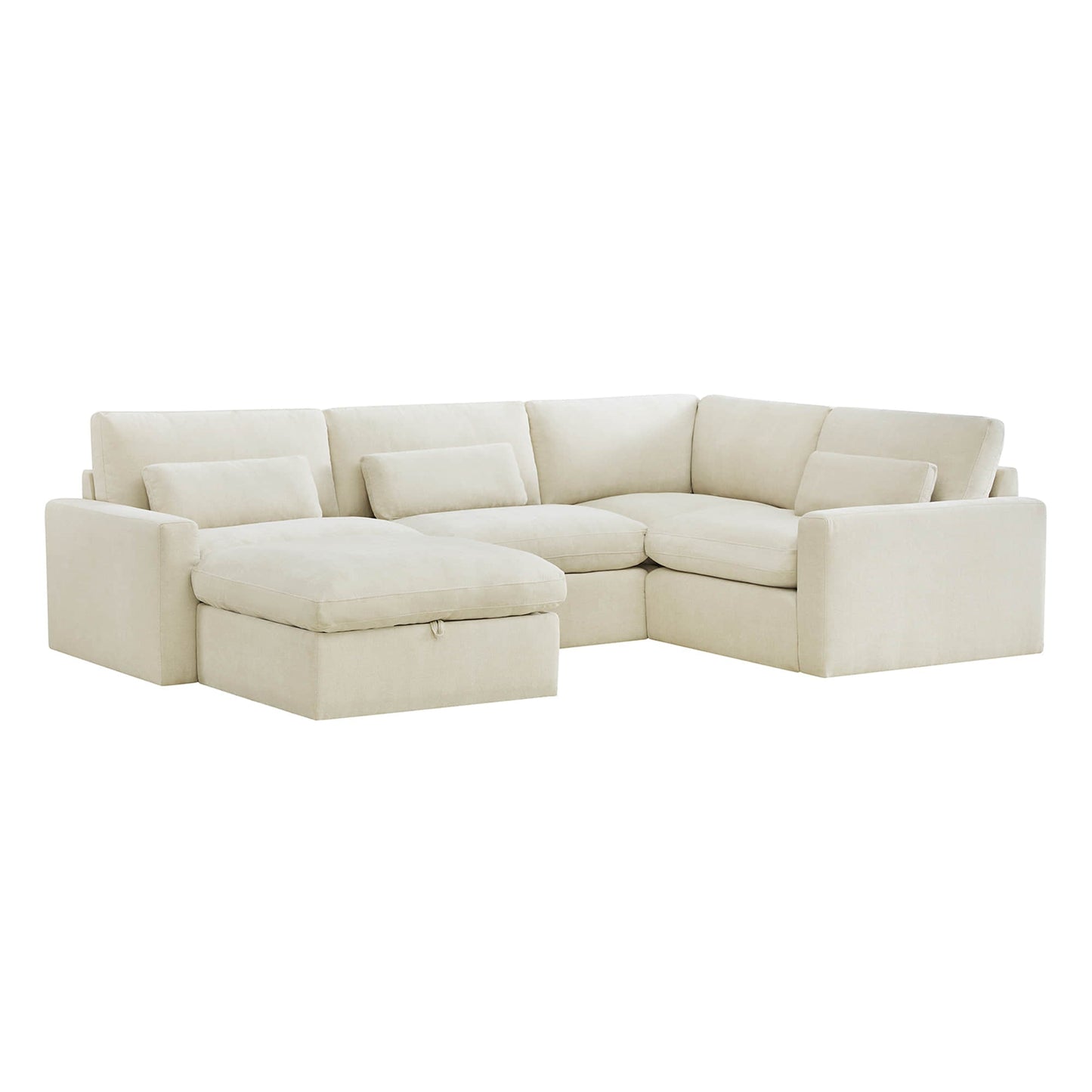 Modular Sectional Sofa in Performance Fabric with Storage Ottoman