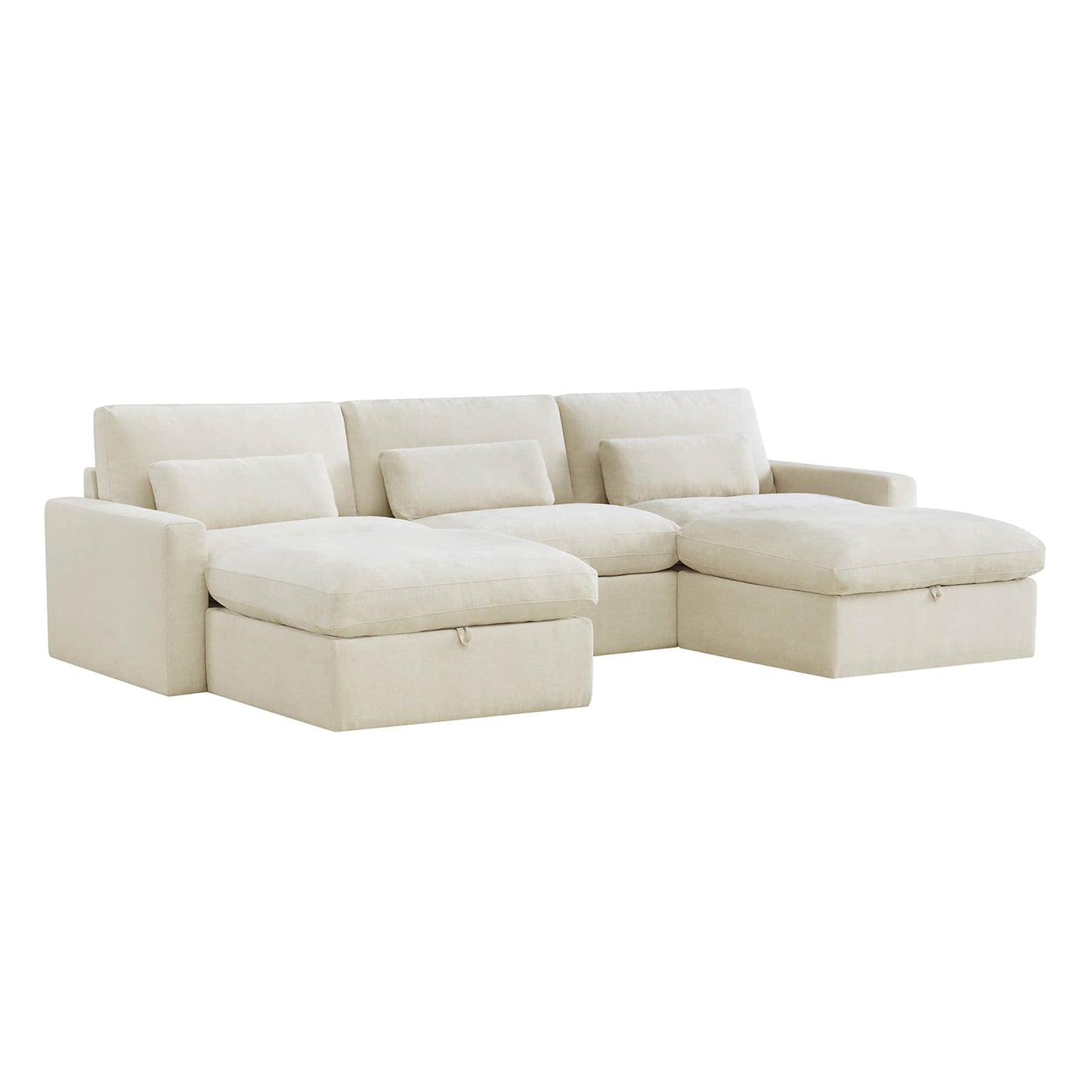 Modular Sectional Sofa in Performance Fabric with Storage Ottoman