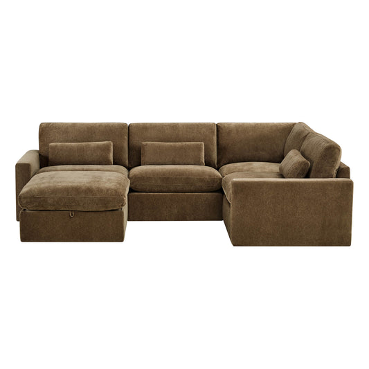 Modular Sectional Sofa in Performance Fabric with Storage Ottoman