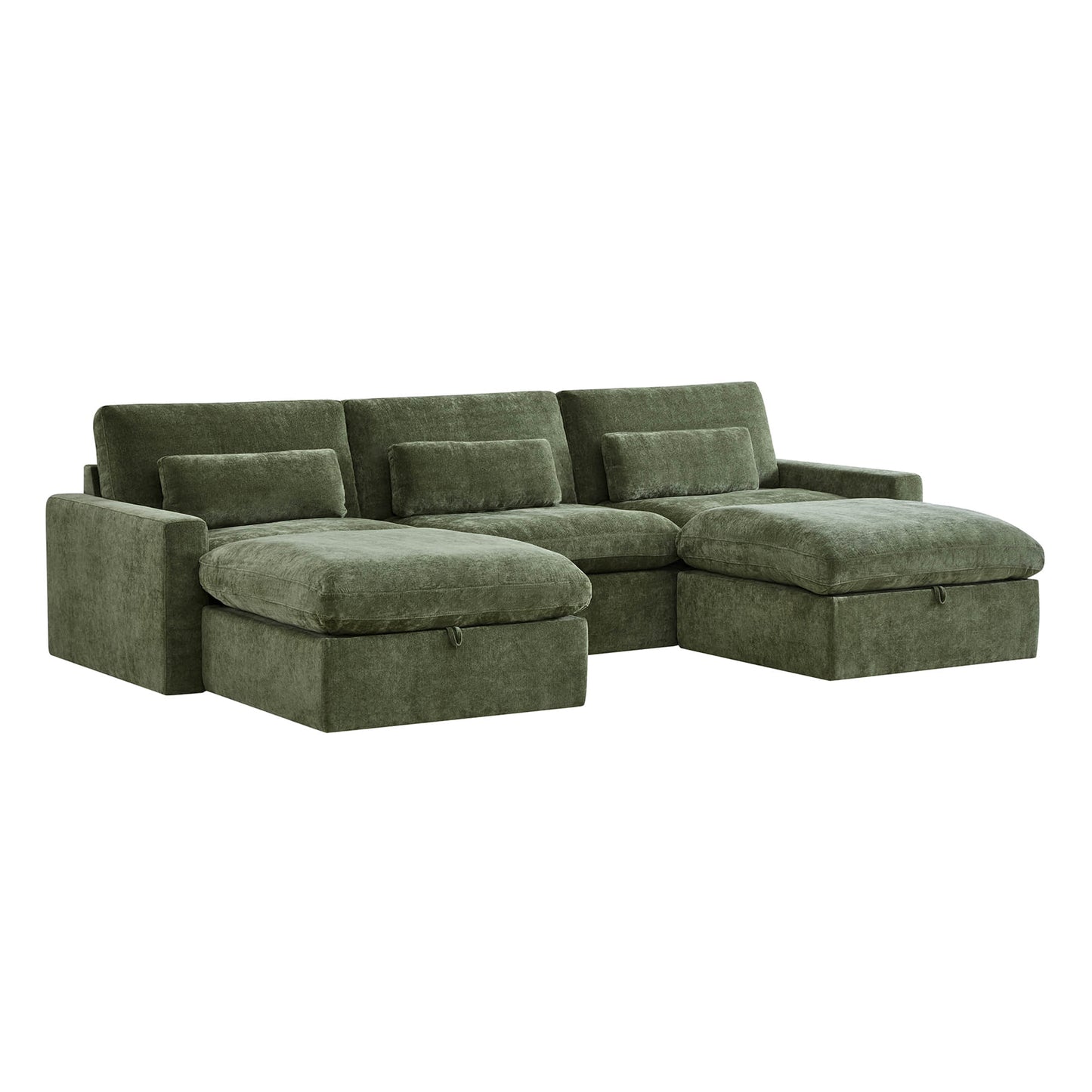Modular Sectional Sofa in Performance Fabric with Storage Ottoman