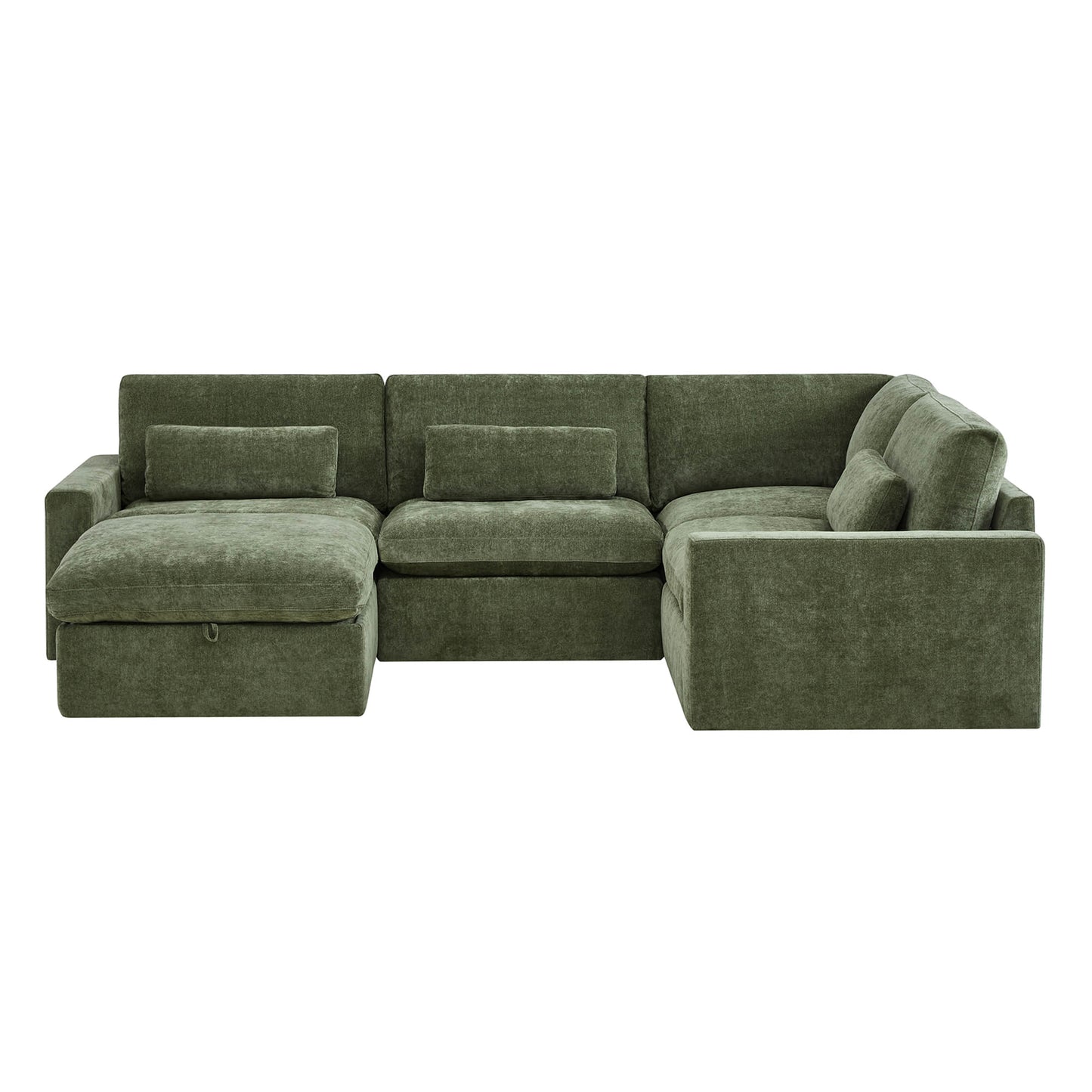 Modular Sectional Sofa in Performance Fabric with Storage Ottoman