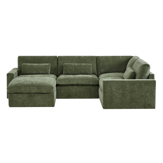 Modular Sectional Sofa in Performance Fabric with Storage Ottoman