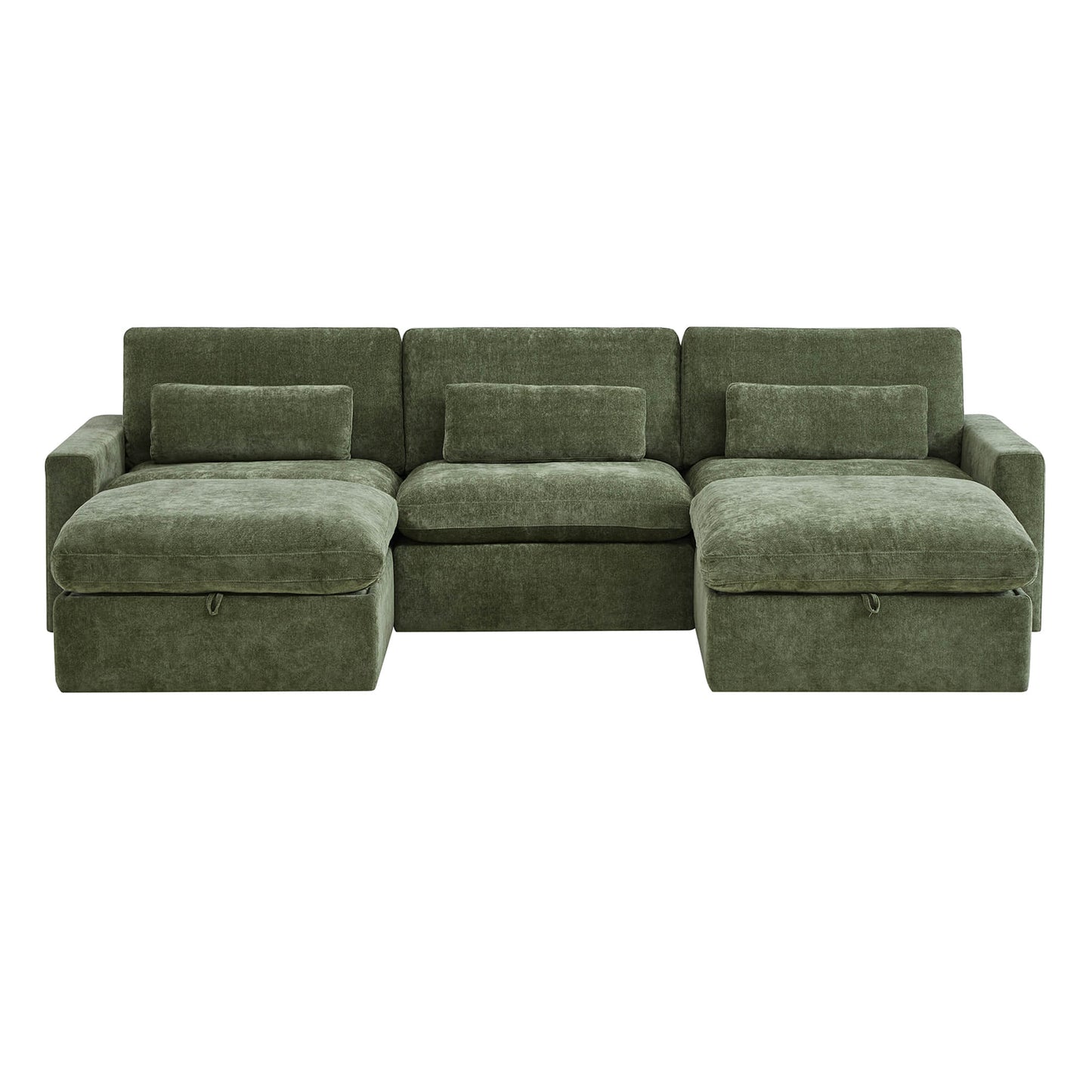 Modular Sectional Sofa in Performance Fabric with Storage Ottoman