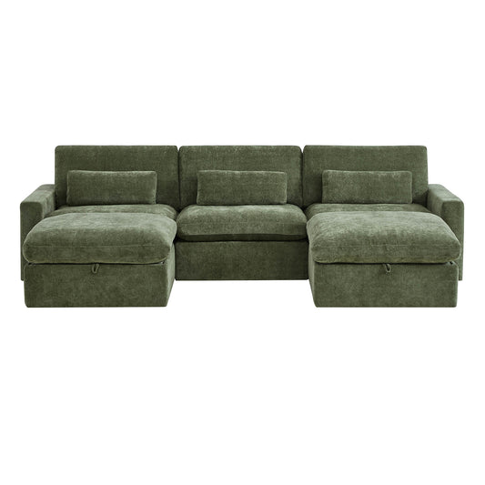 Modular Sectional Sofa in Performance Fabric with Storage Ottoman