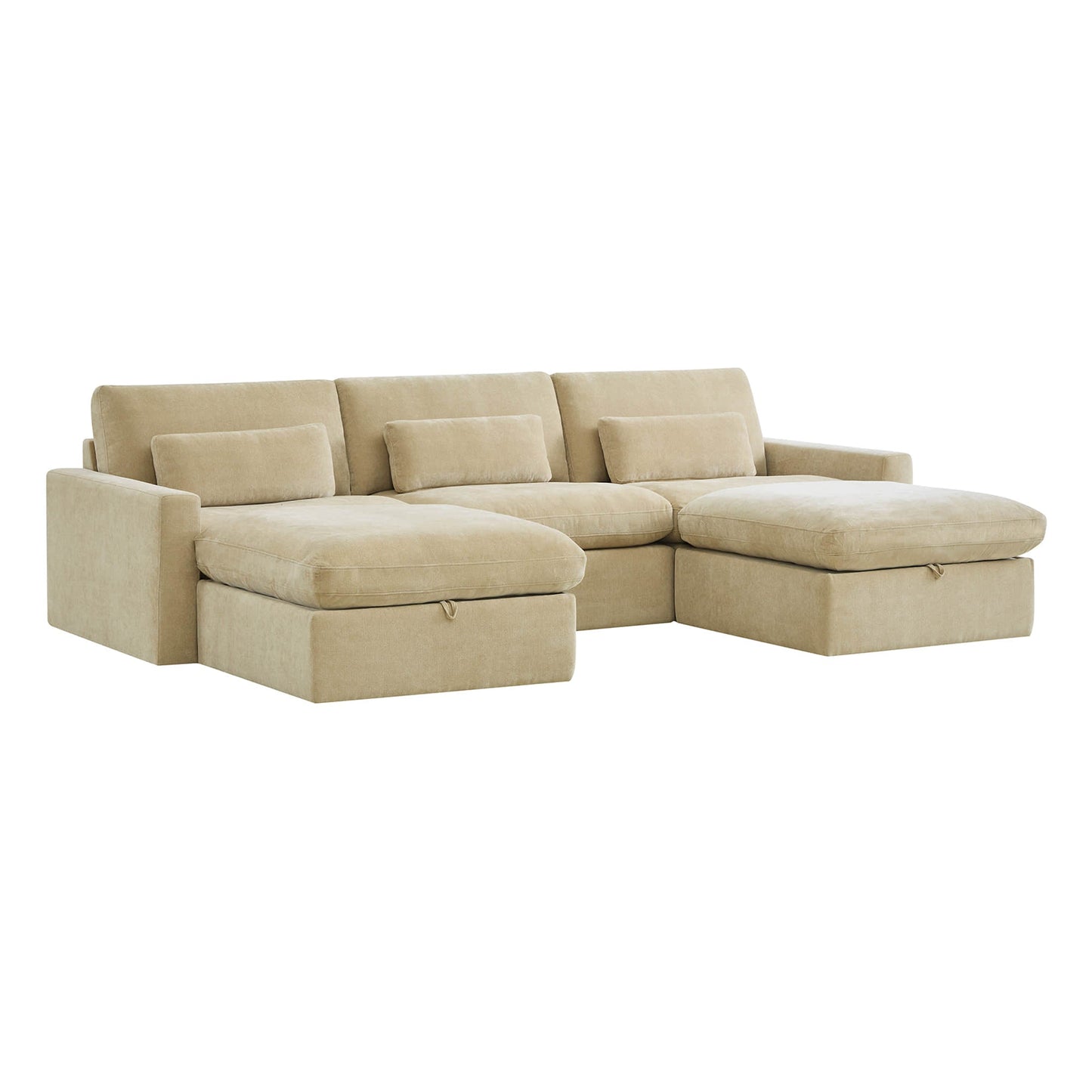Modular Sectional Sofa in Performance Fabric with Storage Ottoman